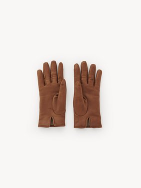 The Chloé Iconic gloves in leather Soft lambskin & brass
Clay Brown Front view of the product being worn