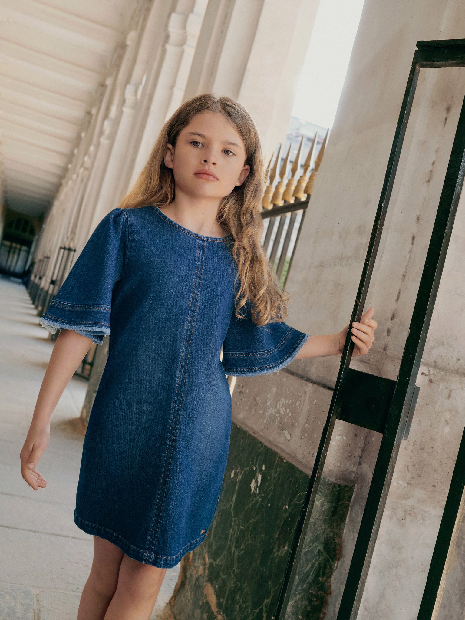 Short-sleeve dress Organic cotton
Denim Blue Top view of the product