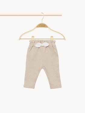 Drawstring baby pants Organic cotton fleece
Beige Marl