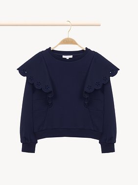 Ruffled sweater Organic cotton fleece
Navy