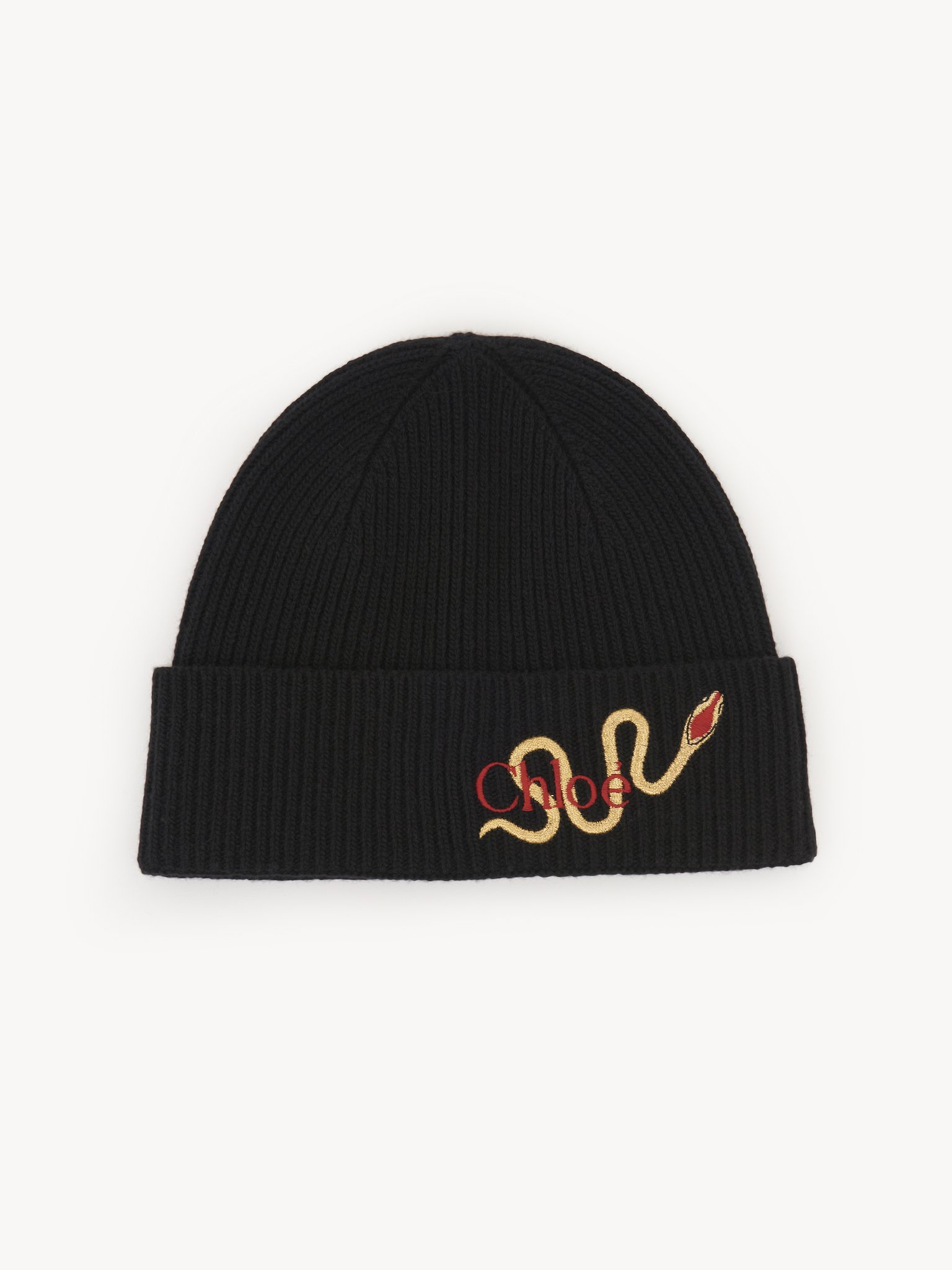 The Chloé Snake beanie in wool & cashmere knit Merino wool & cashmere knit
Black