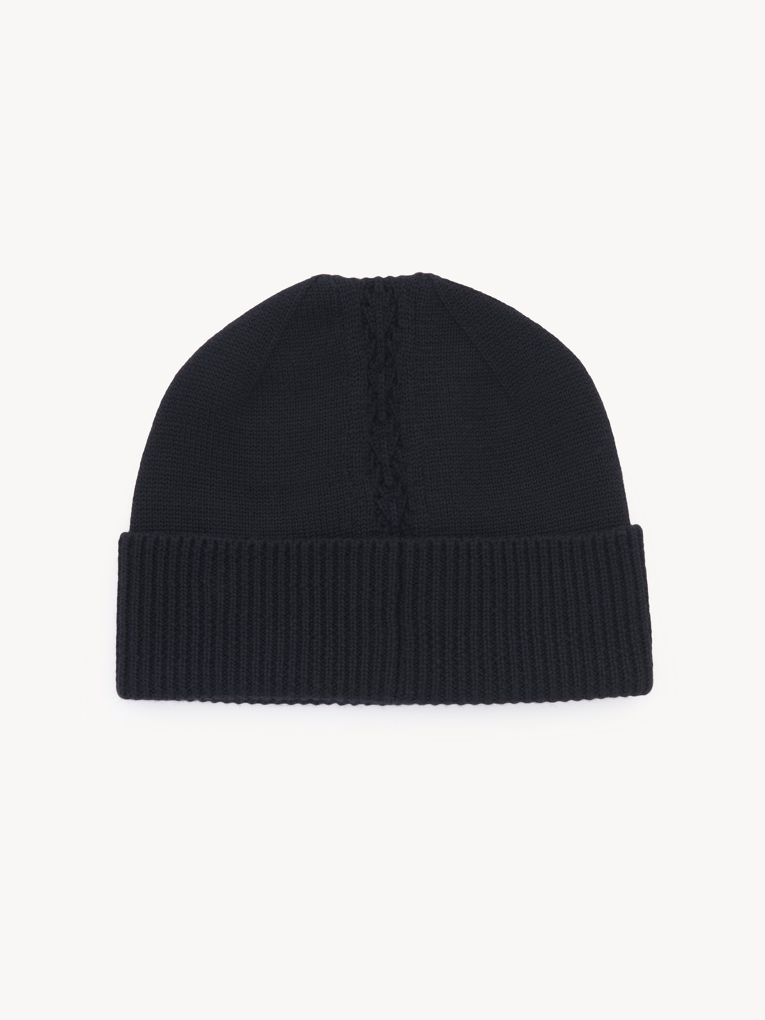 The Chloé Lace Knit beanie in wool & lace jacquard Merino wool & lace jacquard
Black Front view of the product being worn