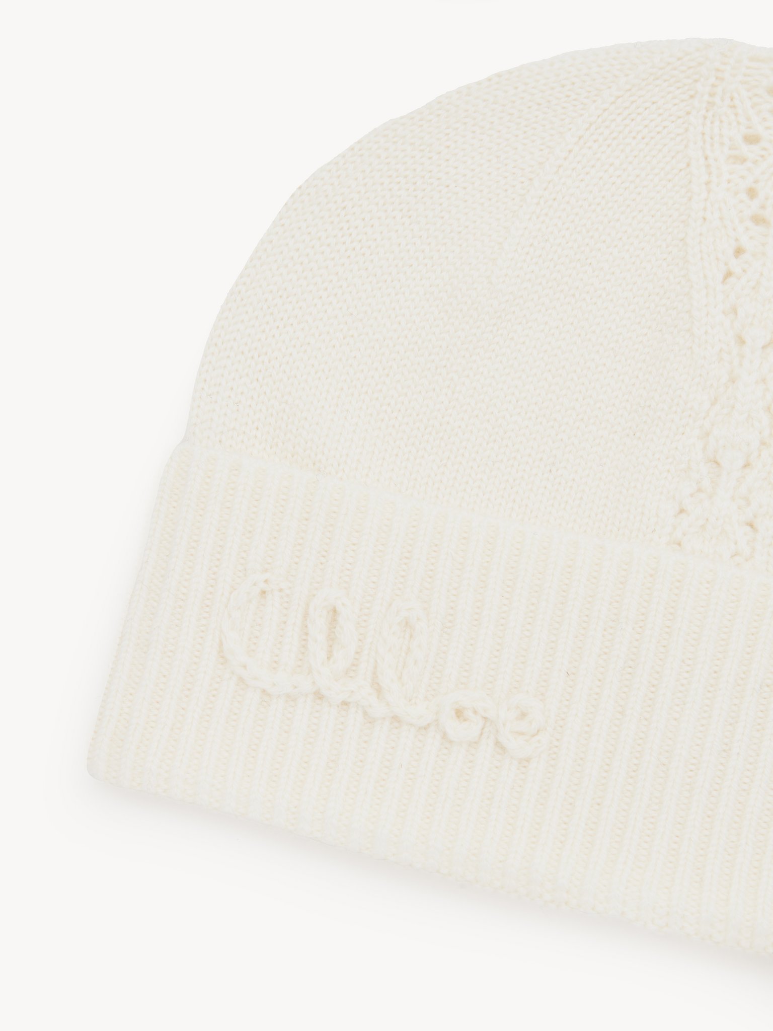 The Chloé Lace Knit beanie in wool & lace jacquard Merino wool & lace jacquard
Off White Product detail