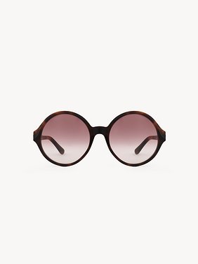 Salomé sunglasses Havana lower-impact acetate & bio-based nylon
Gradient burgundy & crystal lenses Back view of the product