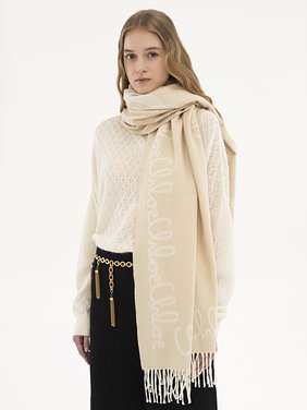 The Chloé Iconic scarf in jacquard wool Jacquard wool
Lovely Beige Back view of the product