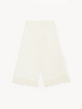 The Chloé Lace Knit scarf in wool & lace jacquard Merino wool & lace jacquard
Off White