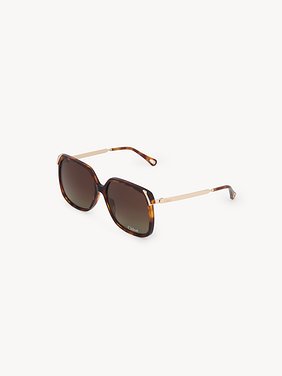 Aly sunglasses Havana lower-impact acetate, gold metal & bio-based nylon
Gradient brown lenses