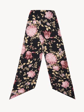 The Chloé Peonies wide bandeau scarf in silk charmeuse Organic silk
Black