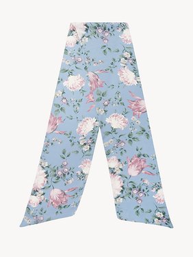 The Chloé Peonies wide bandeau scarf in silk charmeuse Organic silk
Grizzled Blue