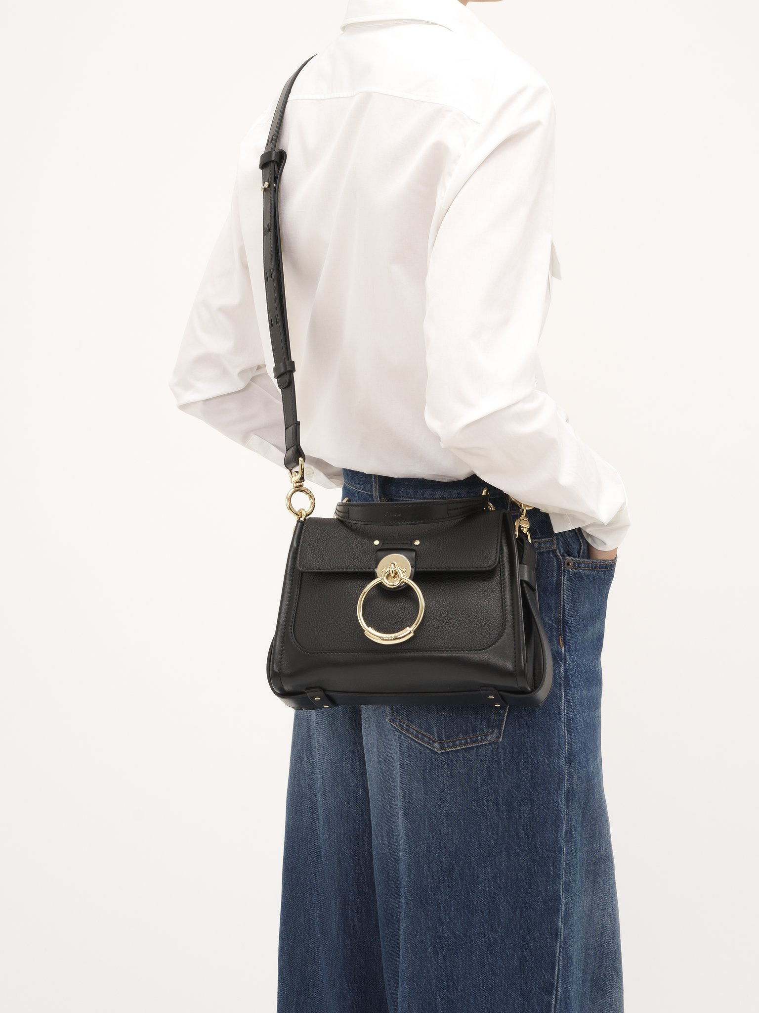 Mini Tess day bag in grained & soft leather Grained & shiny calfskin
Black [*** acc_altImage_shotH ***]