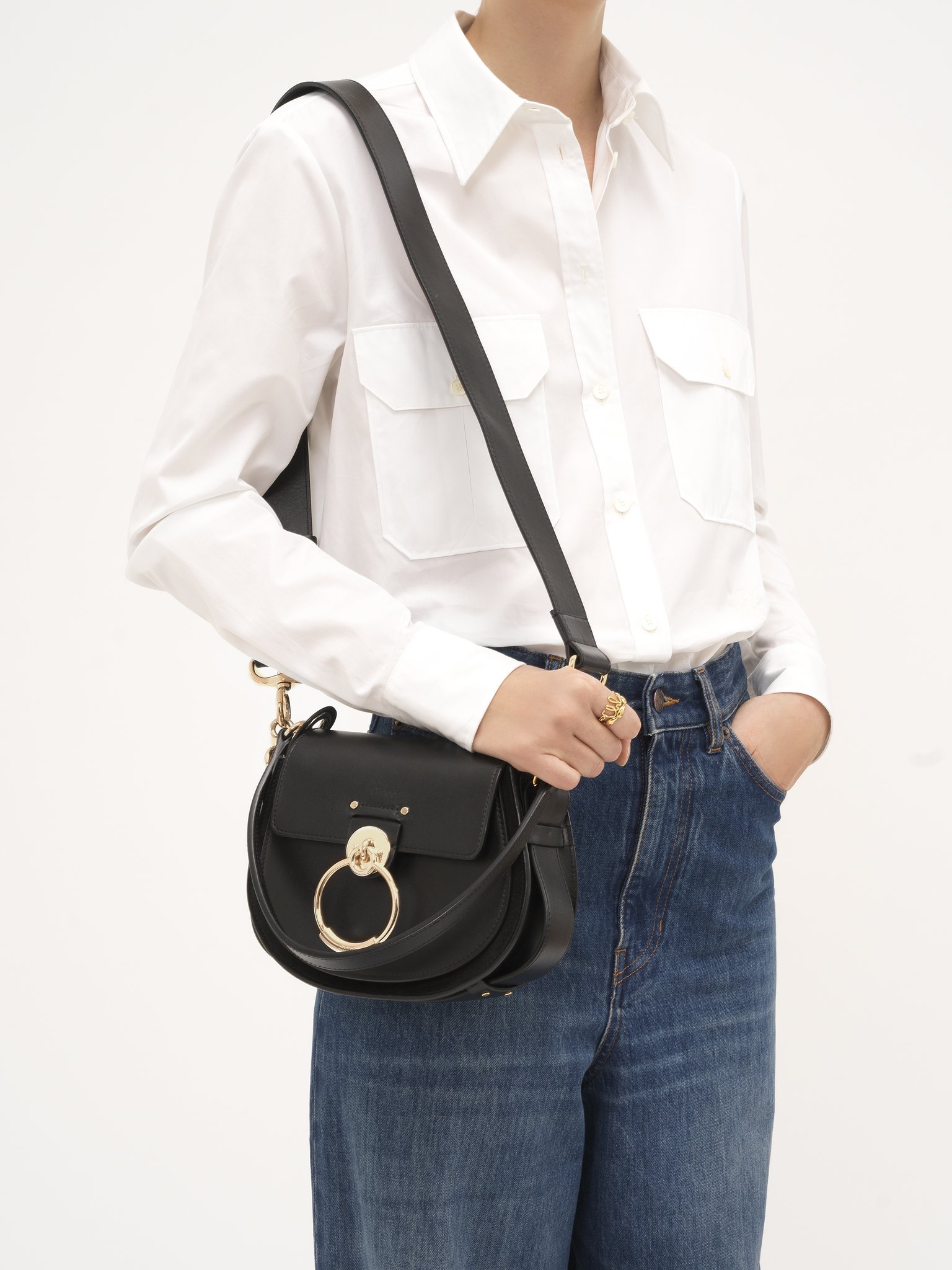 Small Tess bag in shiny & suede leather Shiny & suede calfskin
Black [*** acc_altImage_shotH ***]