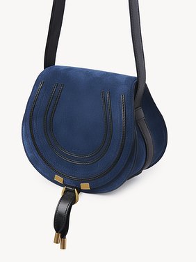 Marcie small saddle bag Bicolor suede & grained calfskin
Deep Denim 