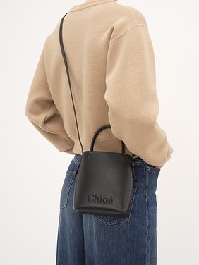 Micro Chloé Sense tote bag in soft leather Shiny calfskin
Black 