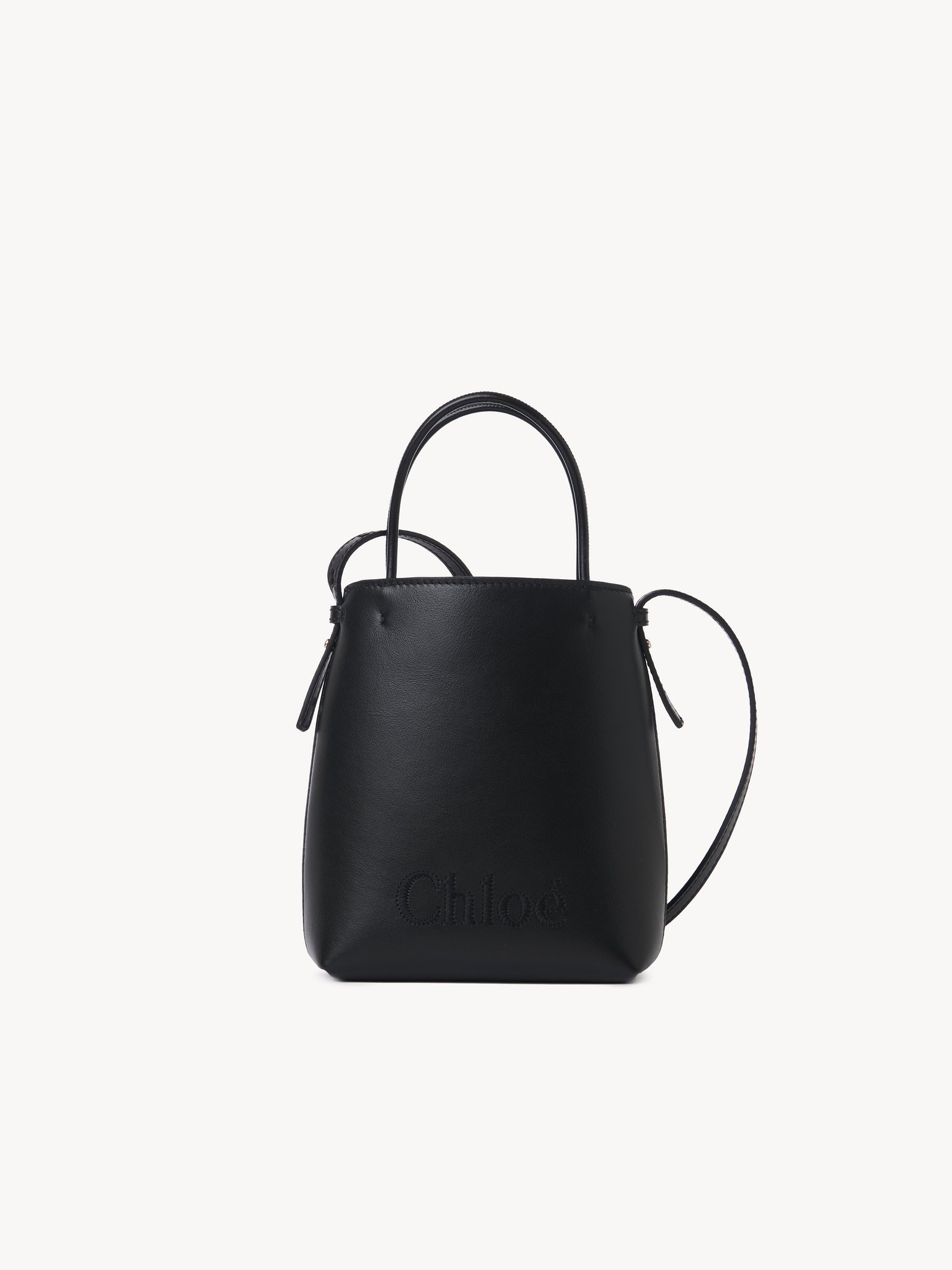 Micro Chloé Sense tote bag in soft leather Shiny calfskin
Black