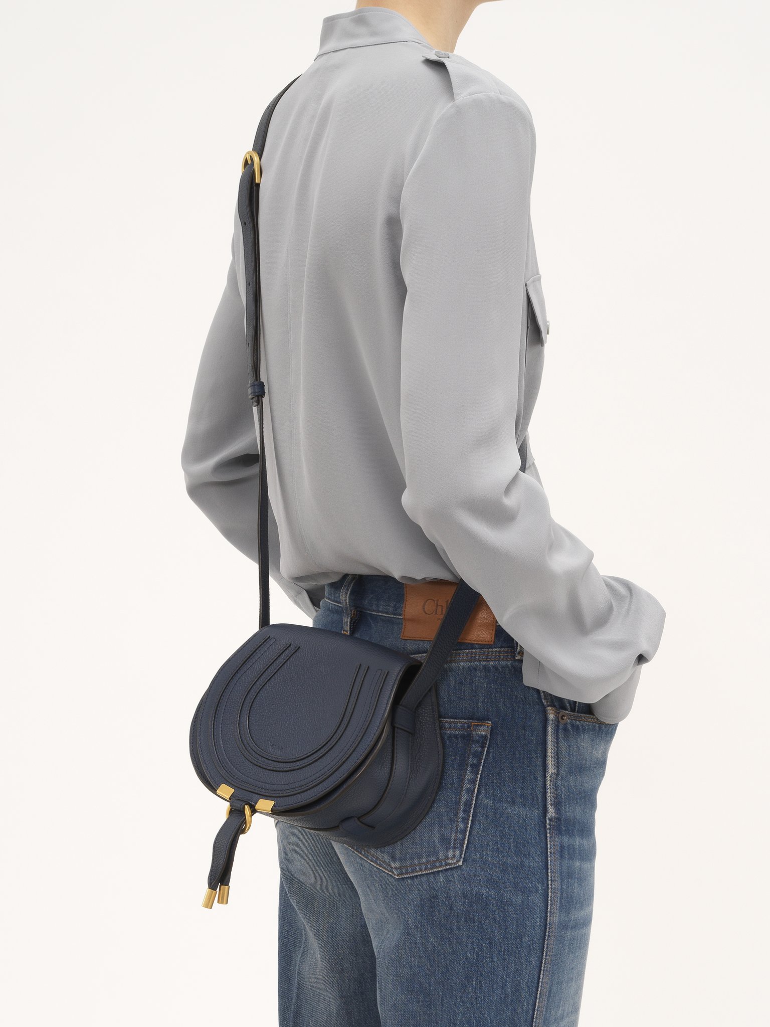 Small Marcie saddle bag in grained leather Grained calfskin
Navy 