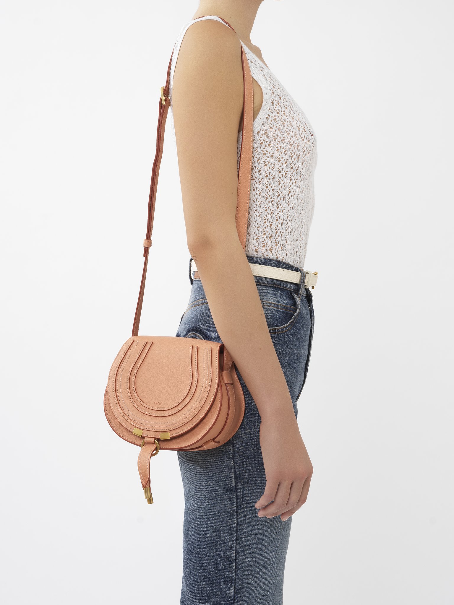 Small Marcie saddle bag in grained leather Grained calfskin
Terracotta Pink Back view of the product