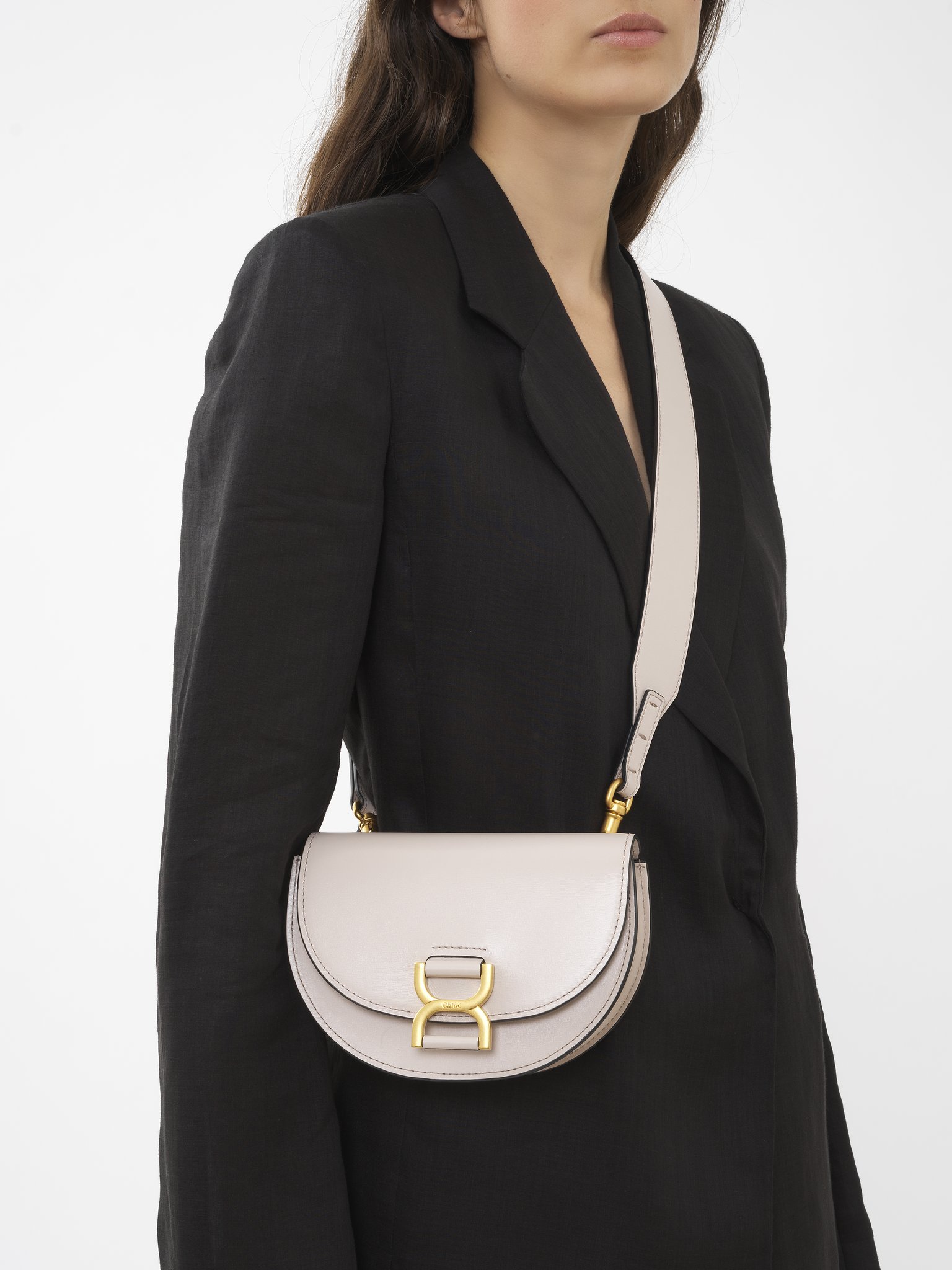 Mini Marcie flap bag in soft leather Smooth calfskin
Wild Grey Front view of the product being worn