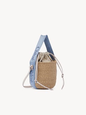 Small Woody tote bag in natural fibres Fair-trade paper, calfskin & webbing with Chloé logo
Washed Blue