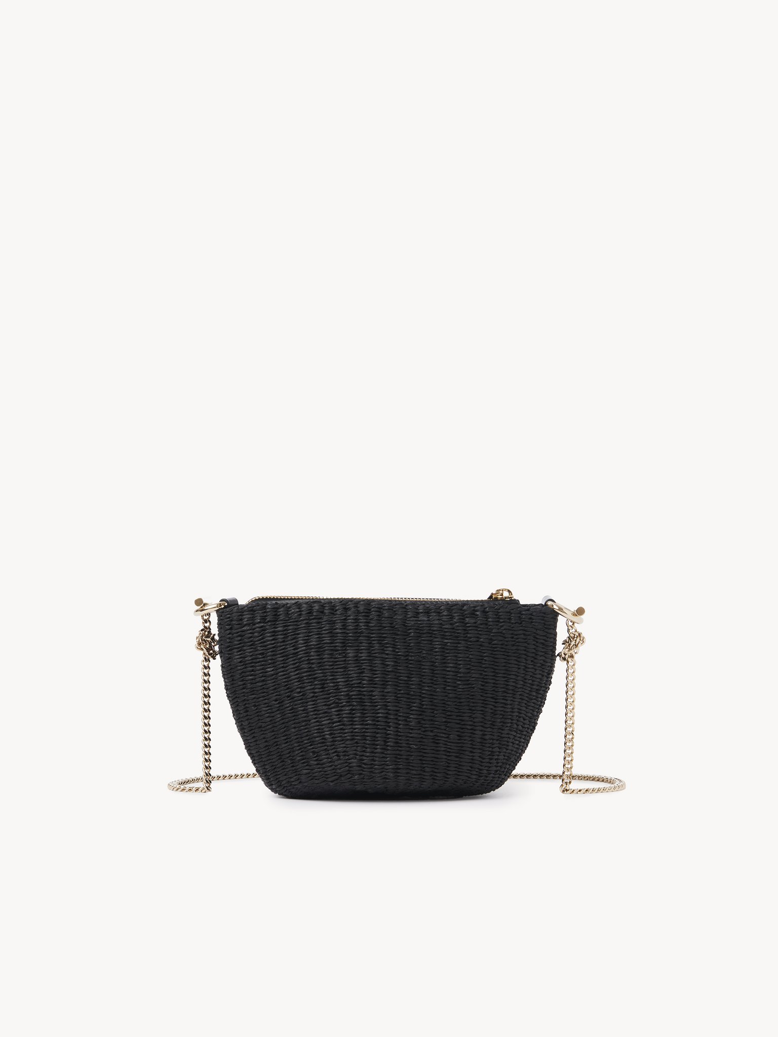 Mini Chloé basket with chain in natural fibres Fair-trade paper & smooth calfskin
Black Top view of the product