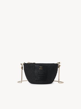 Mini Chloé basket with chain in natural fibres Fair-trade paper & smooth calfskin
Black