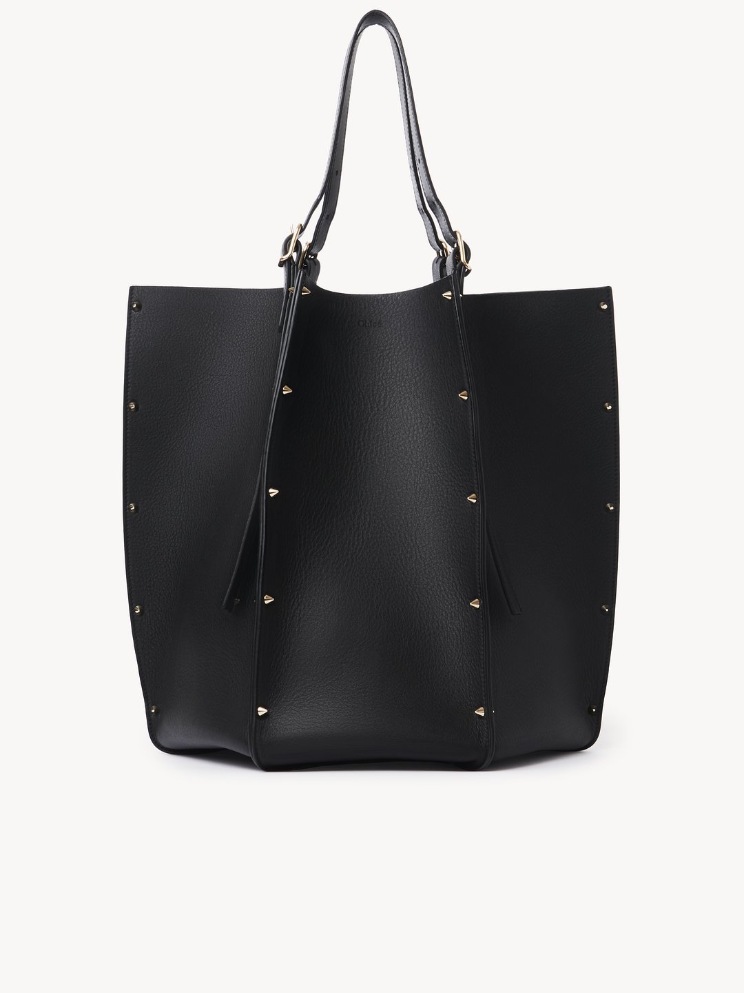 Black studded shop tote bag