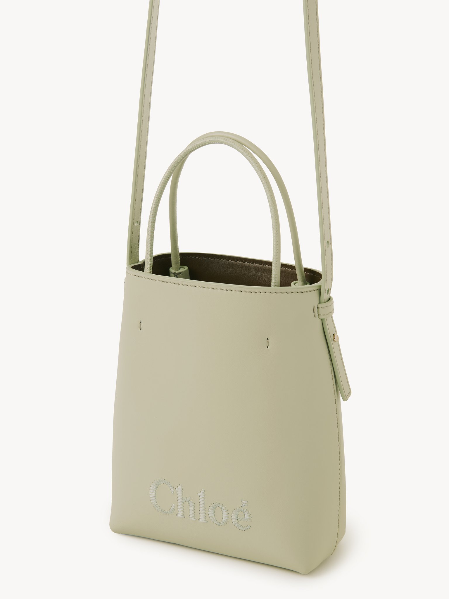 Micro Chloé Sense tote bag in leather Shiny calfskin
Light Eucalyptus Back view of the product