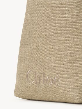 Micro Chloé Sense tote bag in linen Linen
Beige - Black Front view of the product being worn