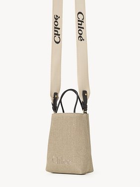 Micro Chloé Sense tote bag in linen Linen
Beige - Black Product detail