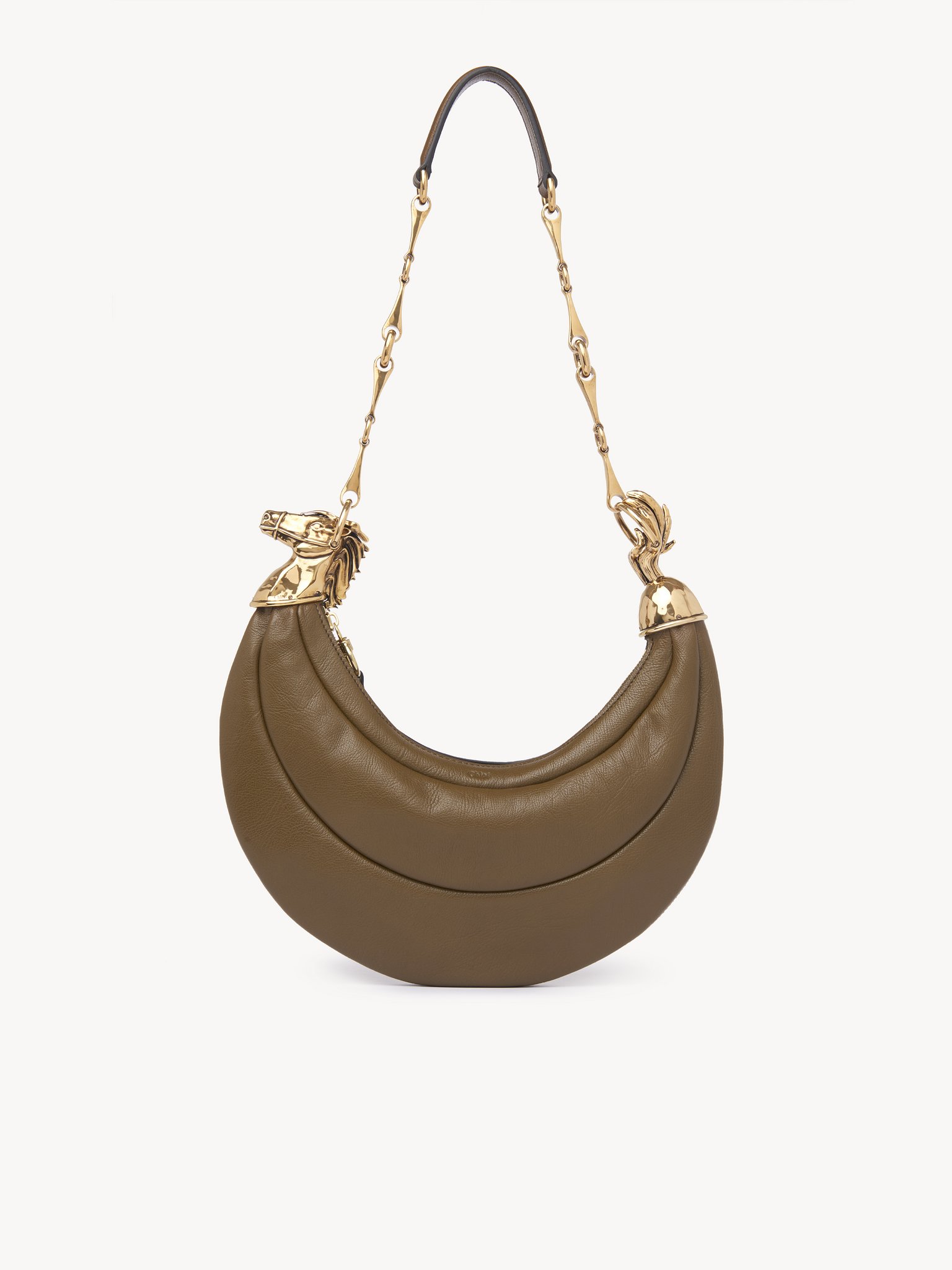 Chain Horse shoulder bag in soft leather Shiny grained calfskin
Dark Khaki