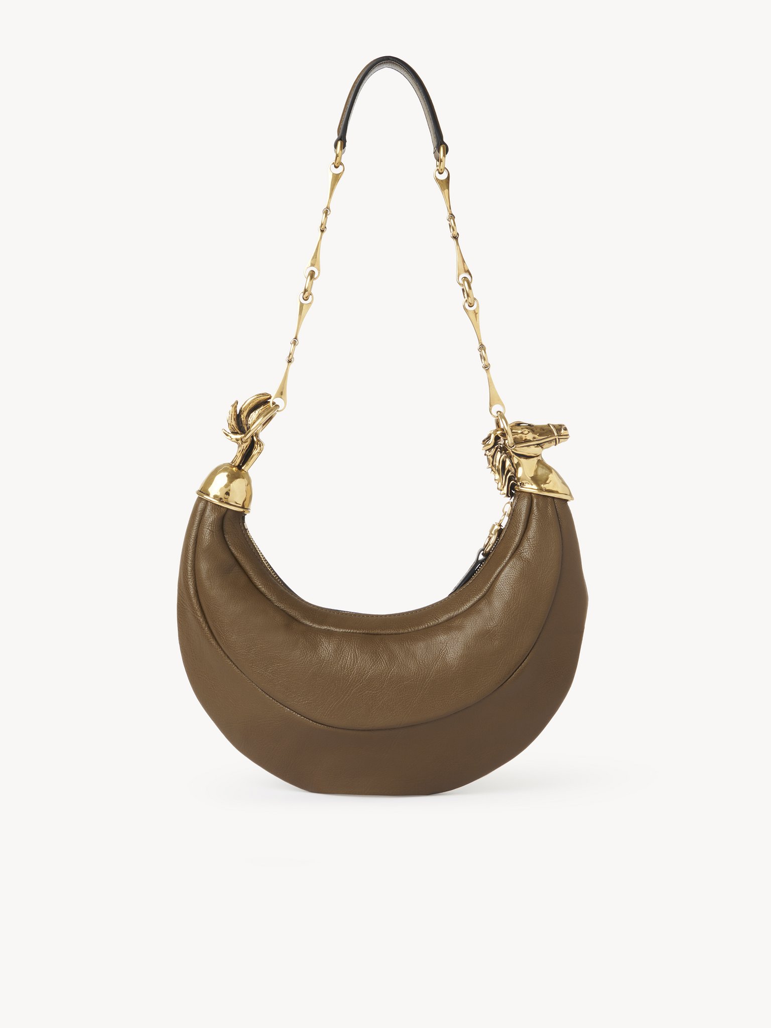 Chain Horse shoulder bag in soft leather Shiny grained calfskin
Dark Khaki 