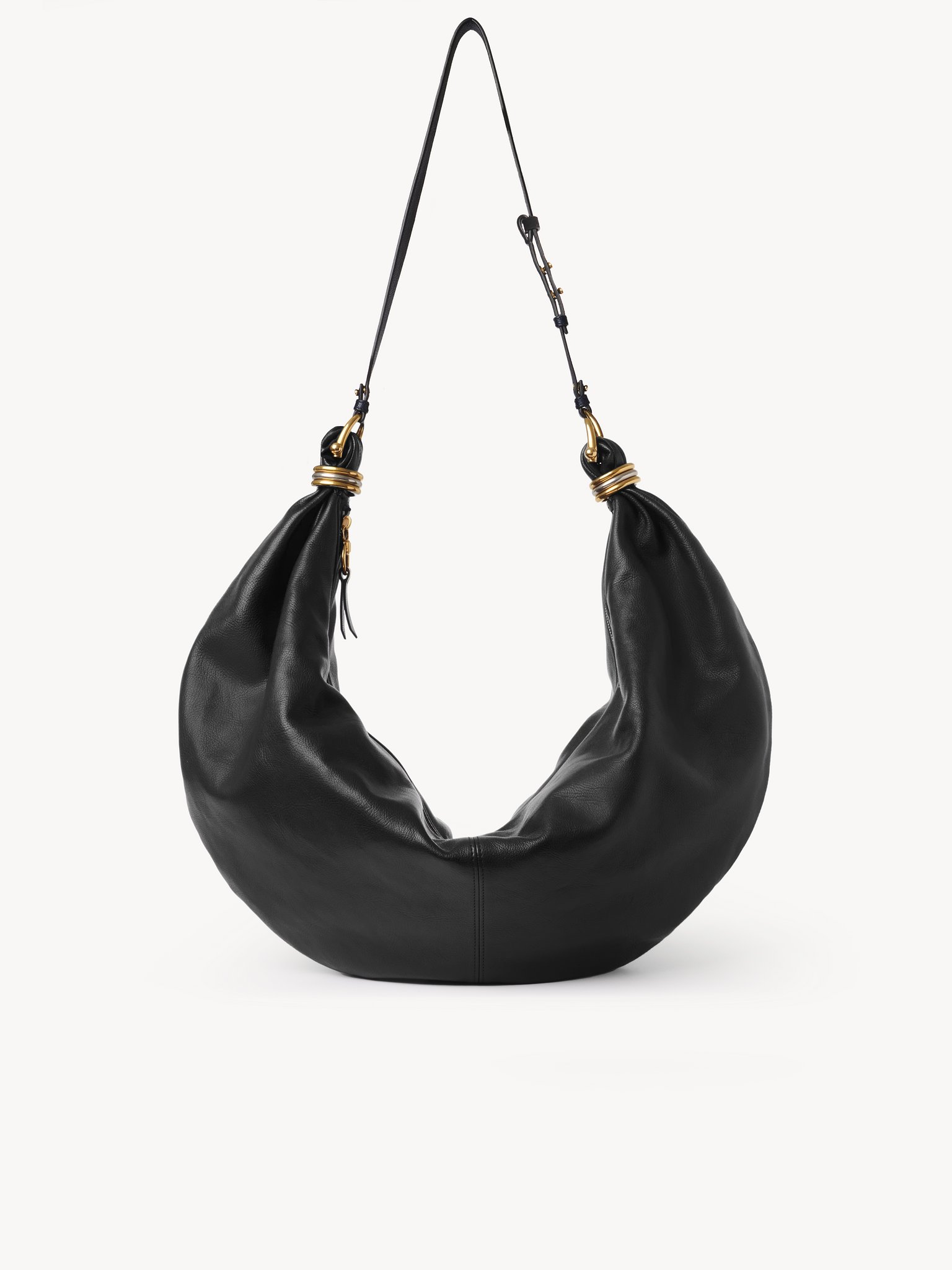 Large Bracelet Hobo bag in grained leather Shiny grained calfskin
Black