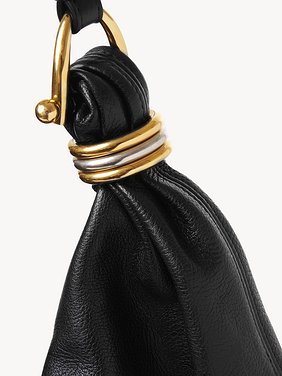 Large Bracelet Hobo bag in grained leather Shiny grained calfskin
Black Front view of the product being worn