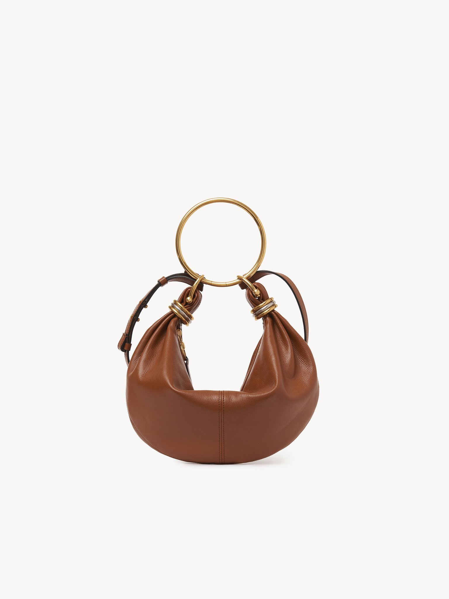 Small Bracelet Hobo bag in grained leather Shiny grained calfskin
Clay Brown