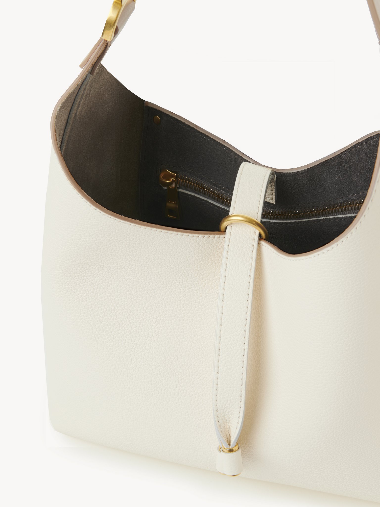 Small Marcie hobo bag in grained leather Grained calfskin
Misty Ivory 