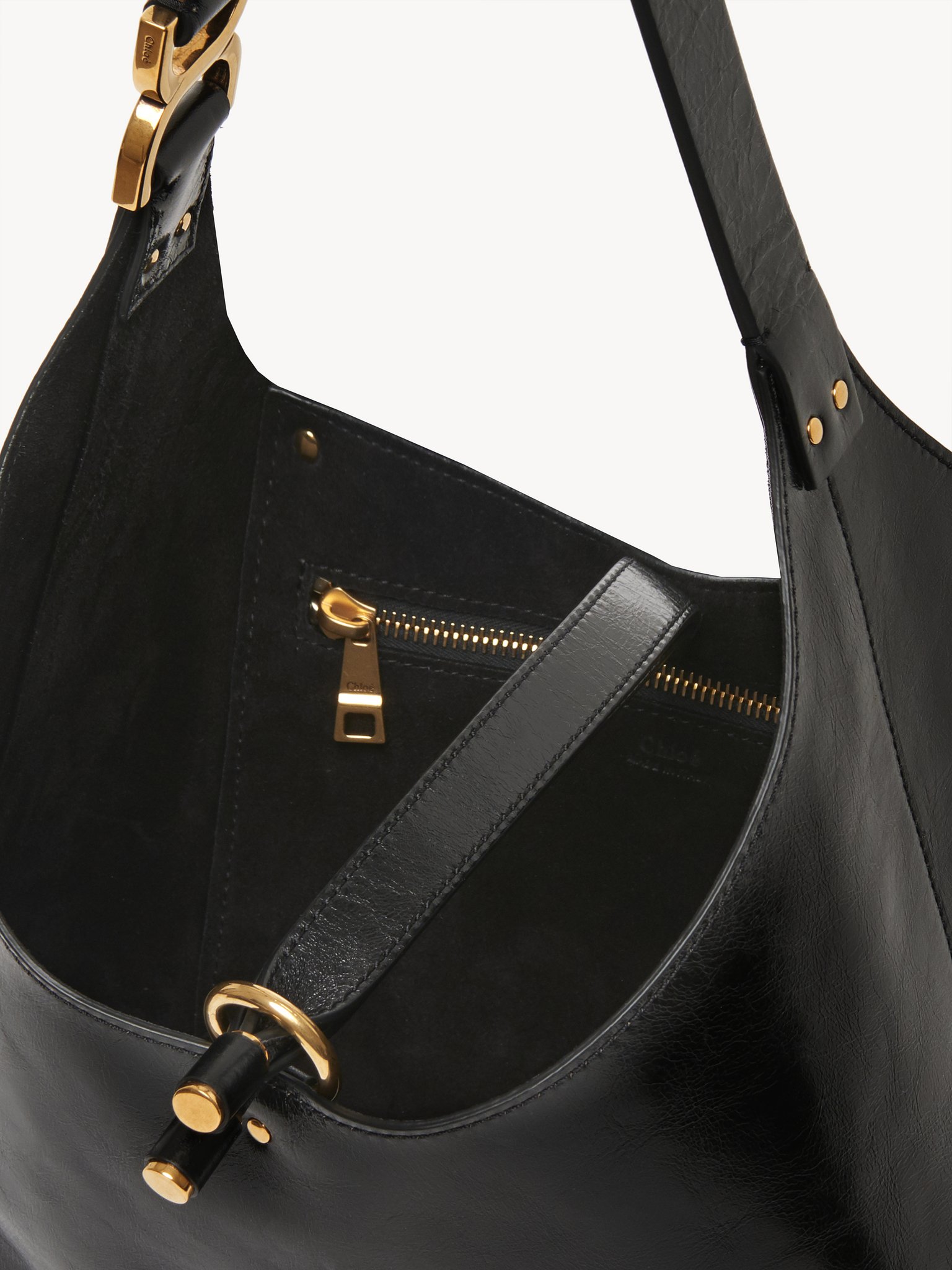 Small Marcie hobo bag in shiny leather Shiny calfskin
Black Front view of the product being worn