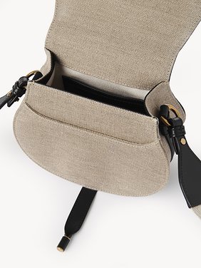 Small Marcie saddle bag in linen & soft leather Linen canvas & smooth calfskin
Black 