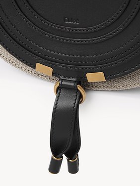 Small Marcie saddle bag in linen & soft leather Linen canvas & smooth calfskin
Black 