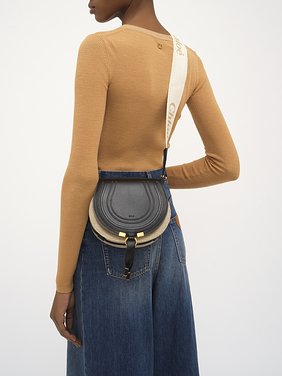 Small Marcie saddle bag in linen & soft leather Linen canvas & smooth calfskin
Black Back view of the product