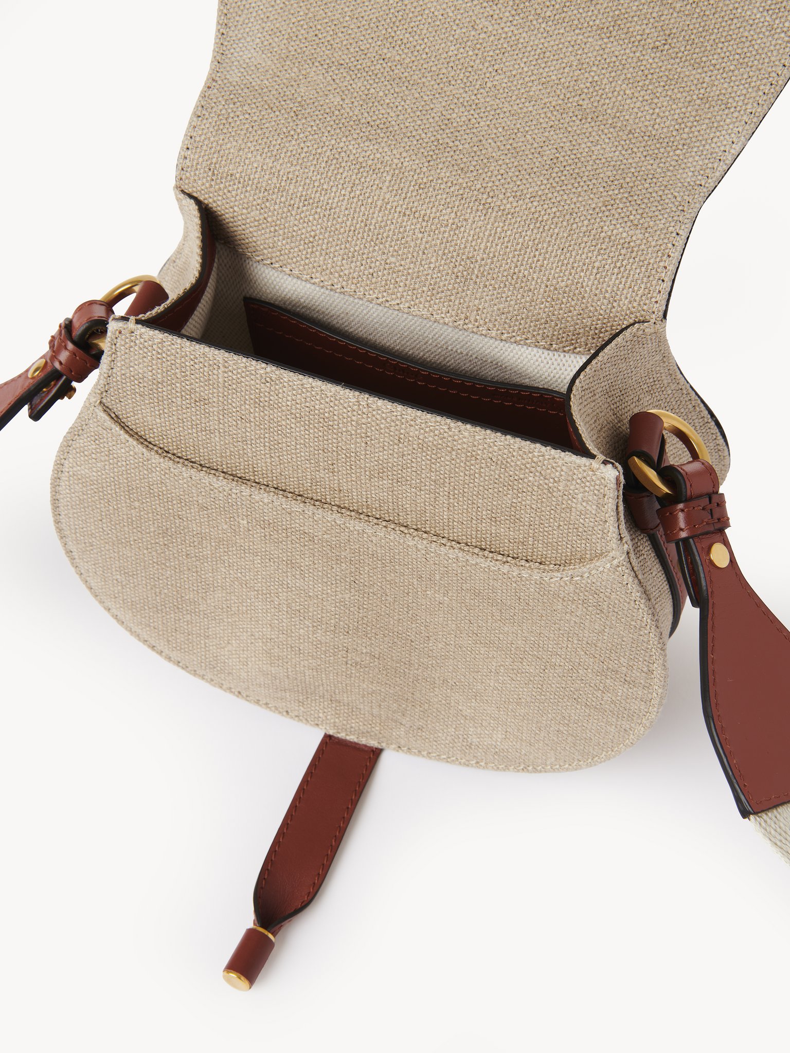 Small Marcie saddle bag in linen & soft leather Linen canvas & smooth calfskin
Sepia Brown 