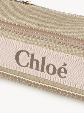 Woody tube shoulder bag in linen & soft leather Chloé logo webbing, linen canvas & calfskin
Blushy Beige 