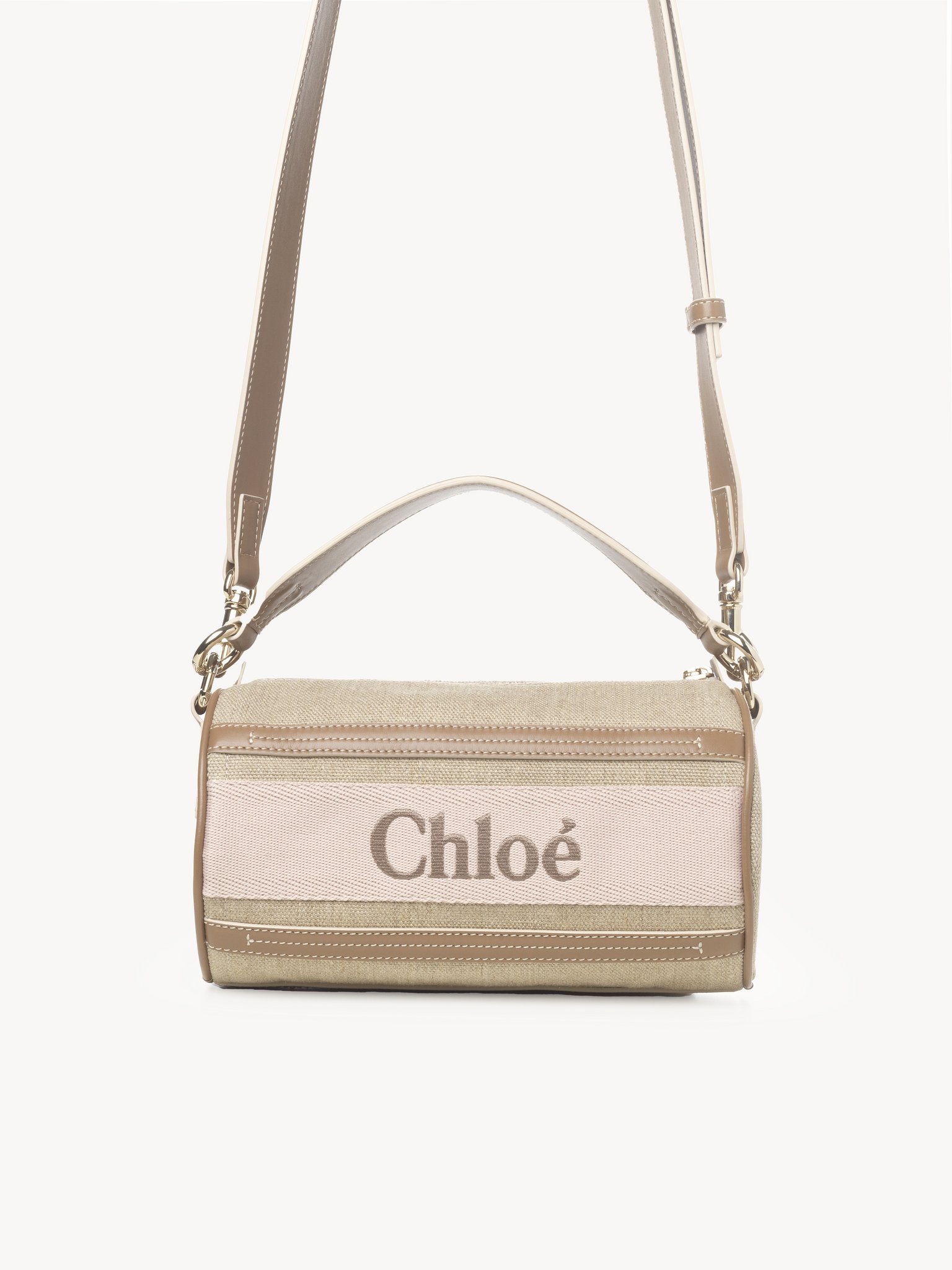 Chloé Woody Tube Shoulder Bag In Linen & Soft Leather | Chloé US