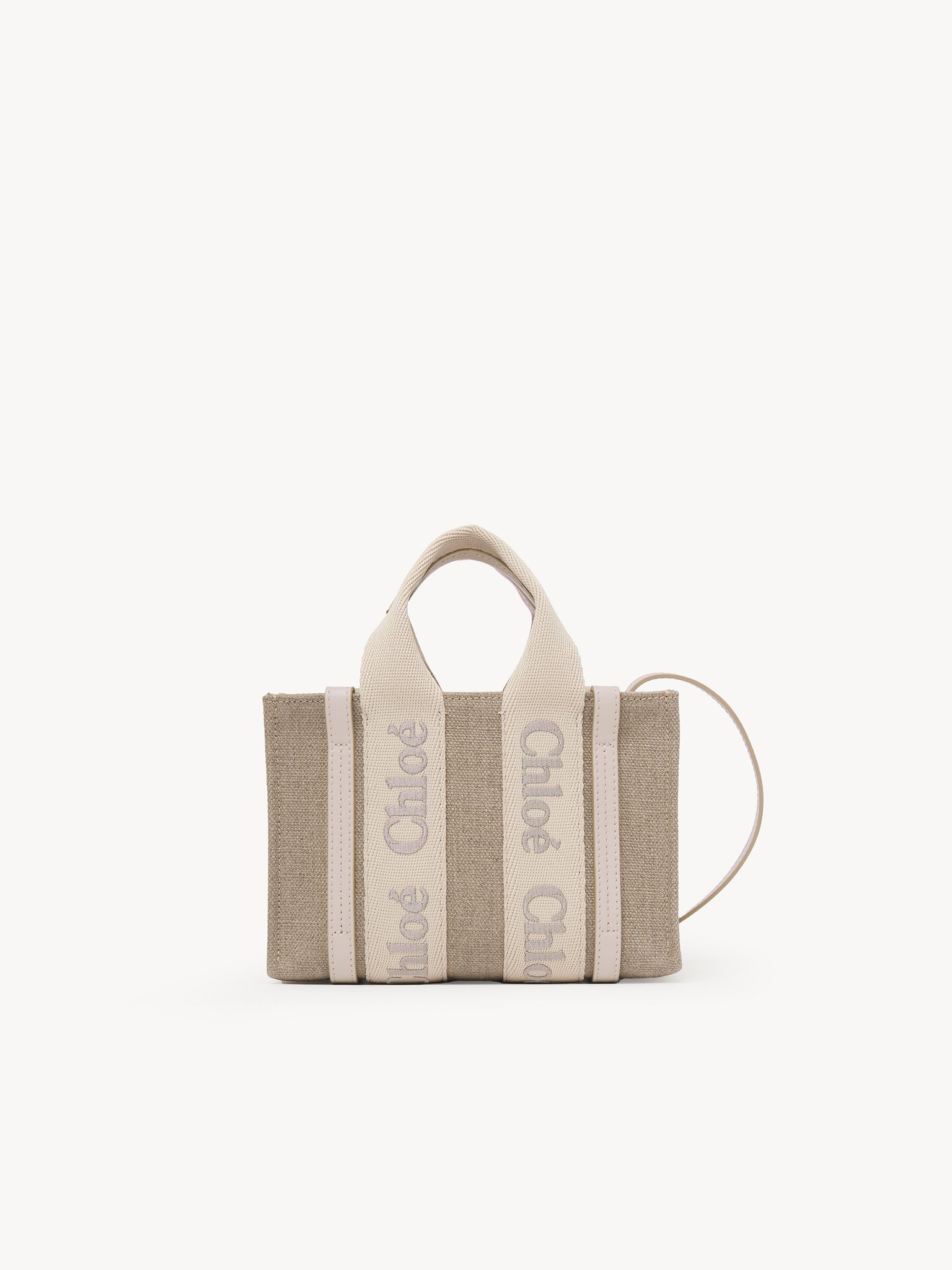 Mini Woody tote bag in linen & leather Linen canvas
Wild Grey