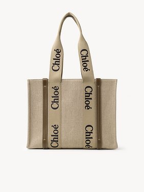 Woody tote bag in linen Linen canvas, calfskin & webbing
Bronze Brown Top view of the product