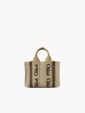 Mini Woody tote bag in linen & leather Linen canvas & leather
Bronze Brown Top view of the product