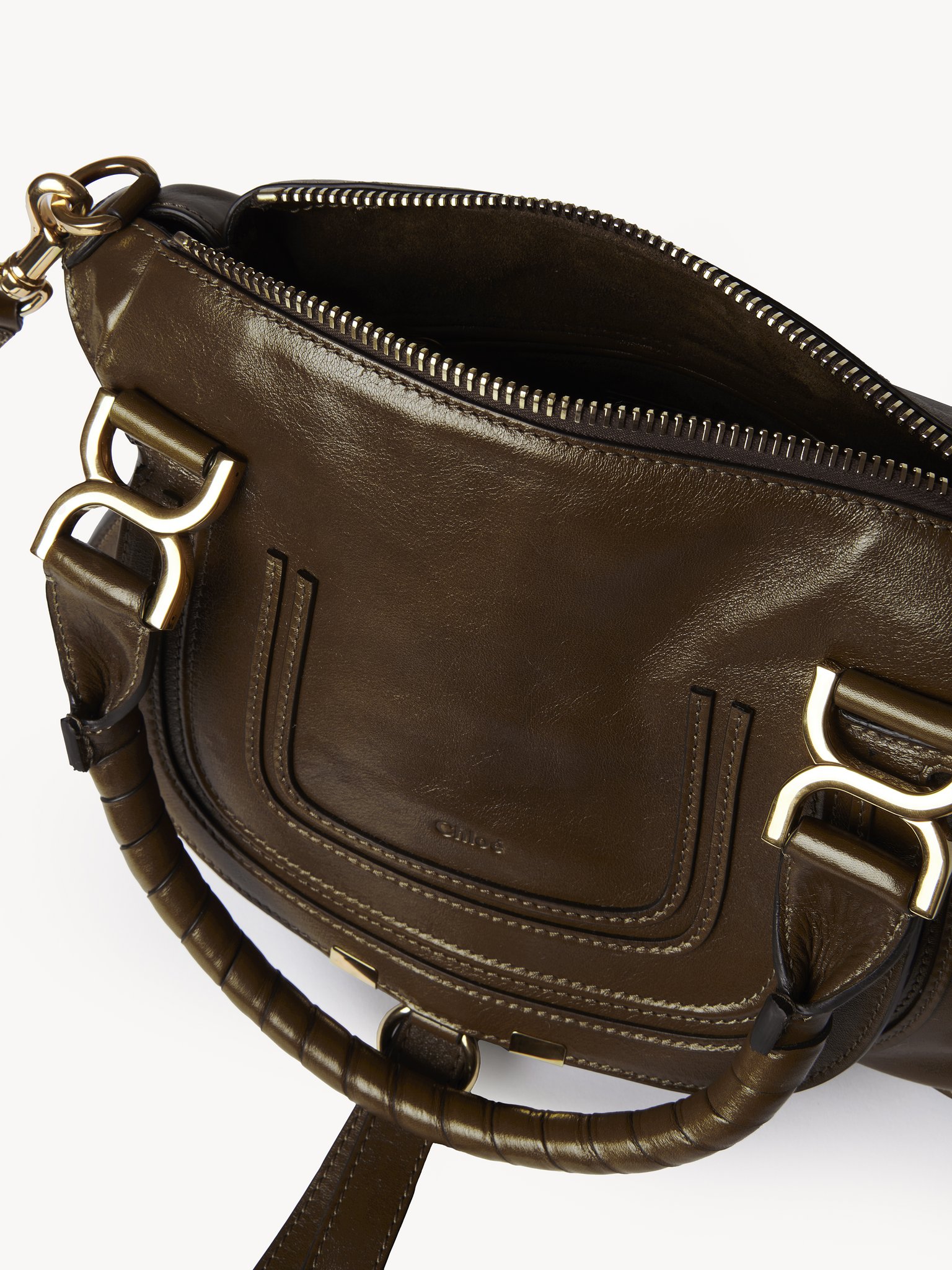 Small Marcie bag in shiny leather Shiny calfskin
Dark Khaki 