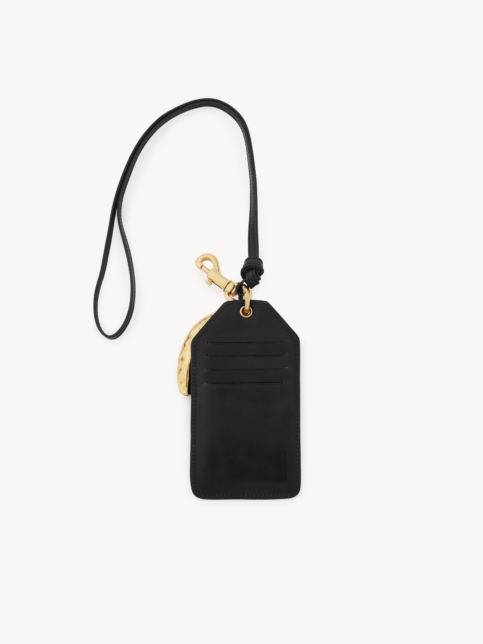 Banana tag in shiny leather Natural shiny buffalo leather
Black Top view of the product