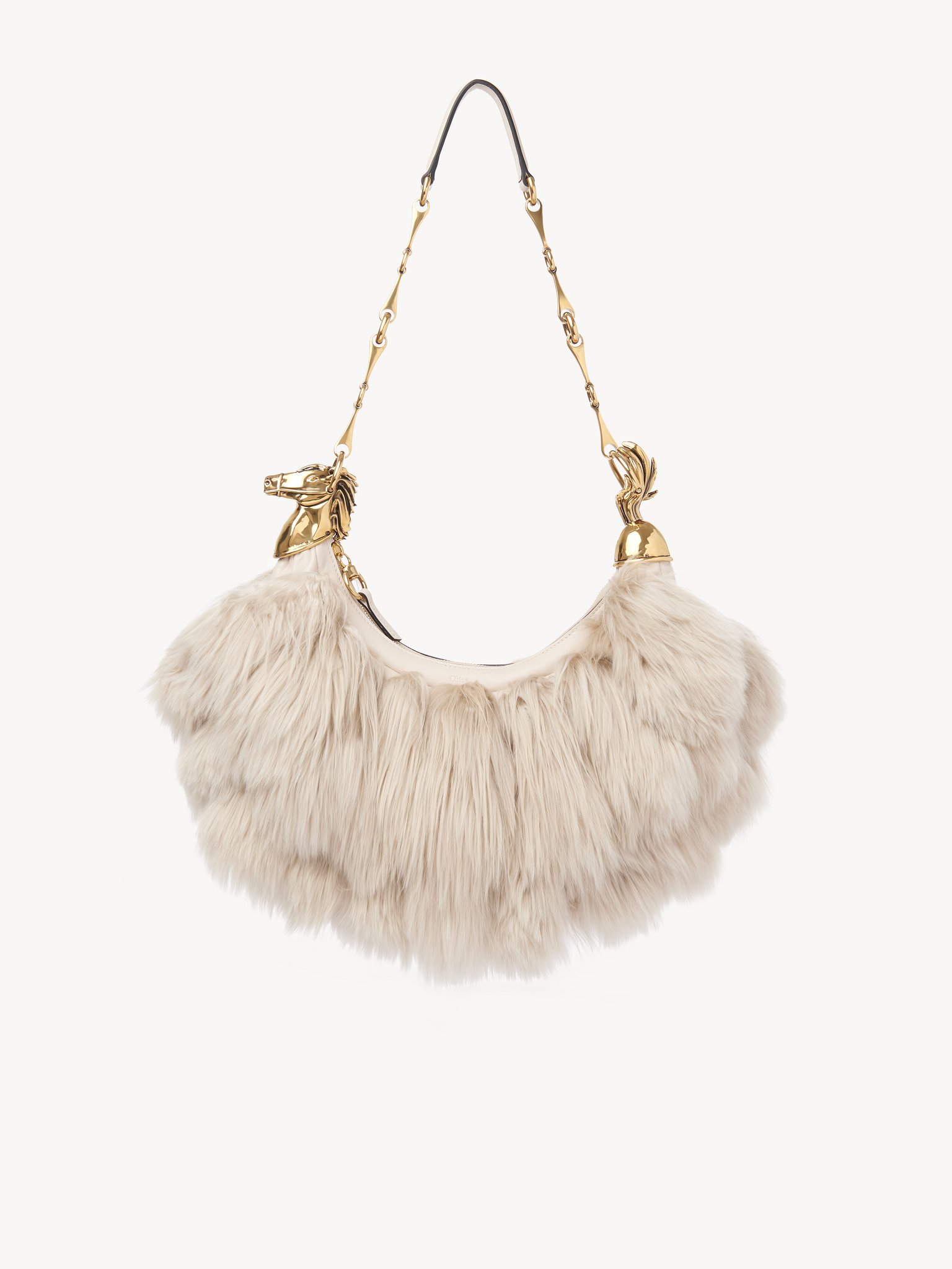 Chain Horse shoulder bag in shearling & leather Embroidered shearling & nappa lambskin
Vegetal Beige