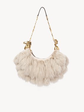 Chain Horse shoulder bag in shearling & leather Embroidered shearling & nappa lambskin
Vegetal Beige