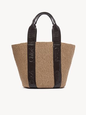 Large Woody tote bag in fair-trade natural fibres Fair-trade paper & croco-effect calfskin
Kohl Brown