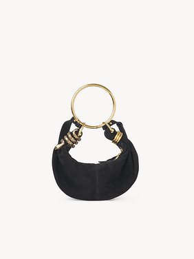 Small Snake Bracelet Hobo bag in suede leather
 Suede goatskin with snake ornament
Black